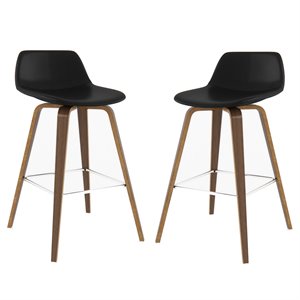 Atlin Designs 26.4&quot Contemporary Wood Counter Stool in Black (Set of 2)
