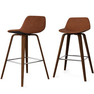 atlin designs mid-century modern bentwood counter height stool (set of 2) in faux leather