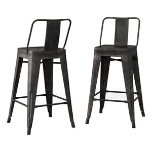Atlin Designs 24&quot Contemporary Metal Counter Stool in Black (Set of 2)
