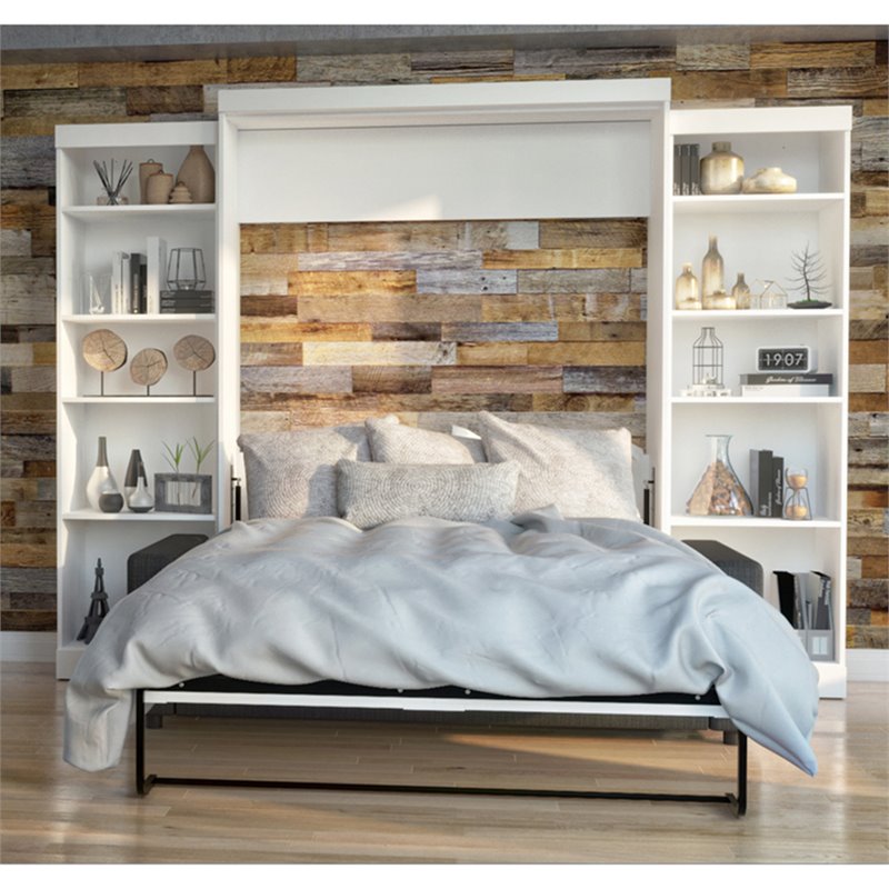 Atlin Designs 4 Piece Queen Wall Bed Set in White and Gray