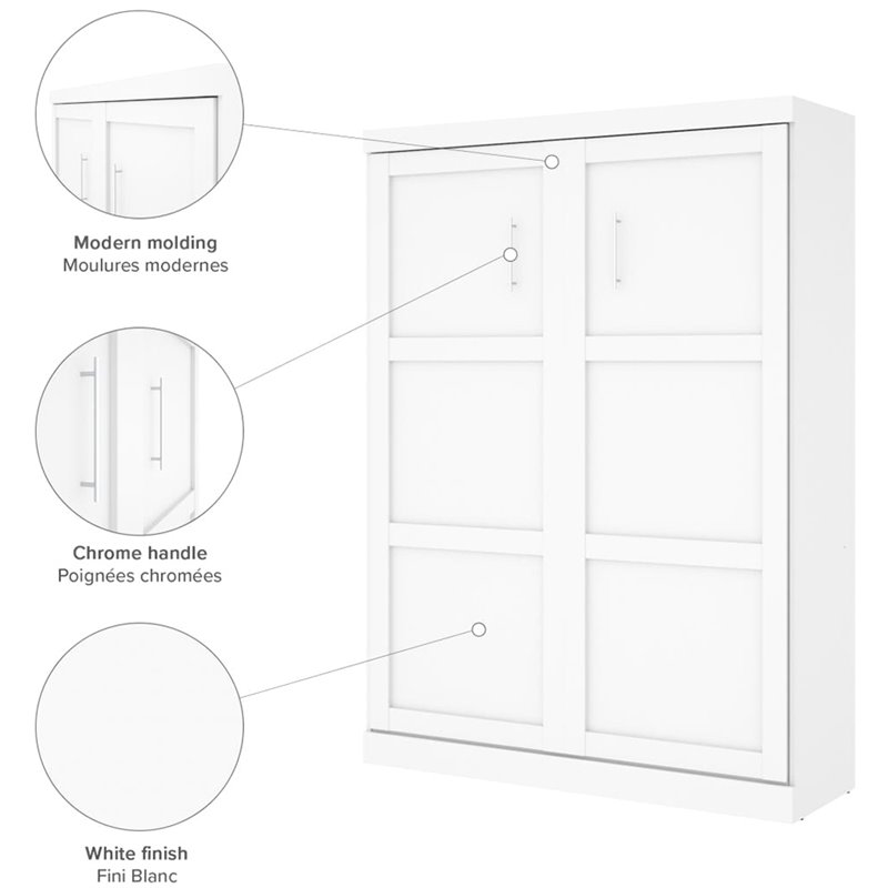 Atlin Designs 4 Piece Queen Wall Bed Set in White and Gray