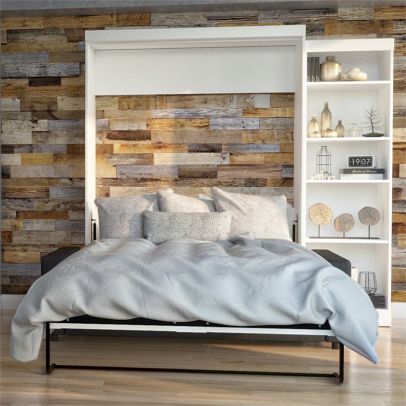 Atlin Designs 3 Piece Queen Wall Bed Set in White and Gray
