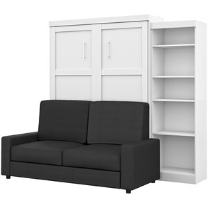 Atlin Designs 3 Piece Queen Wall Bed Set in White and Gray