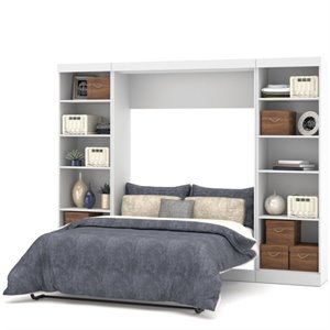 Atlin Designs Full Wall Bed with 2 Piece Storage Unit in White
