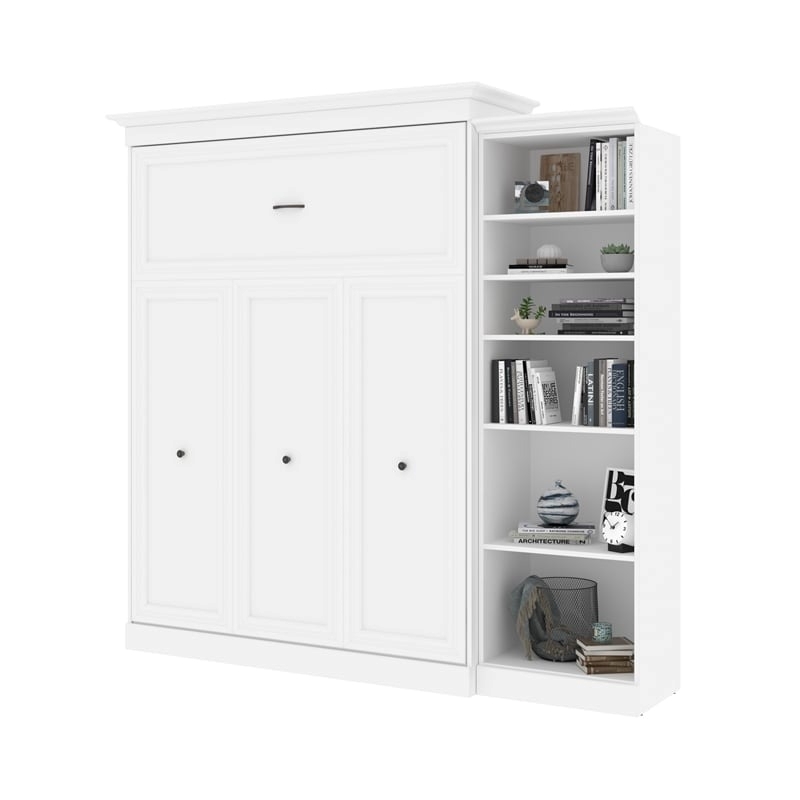 Atlin Designs Wood Queen Murphy Bed with Closet Organizer in White