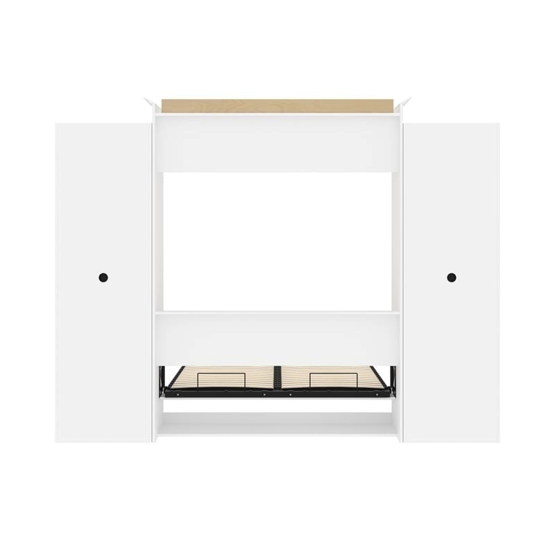 Atlin Designs Wood Queen Murphy Bed and 2 Organizers with Drawers in White