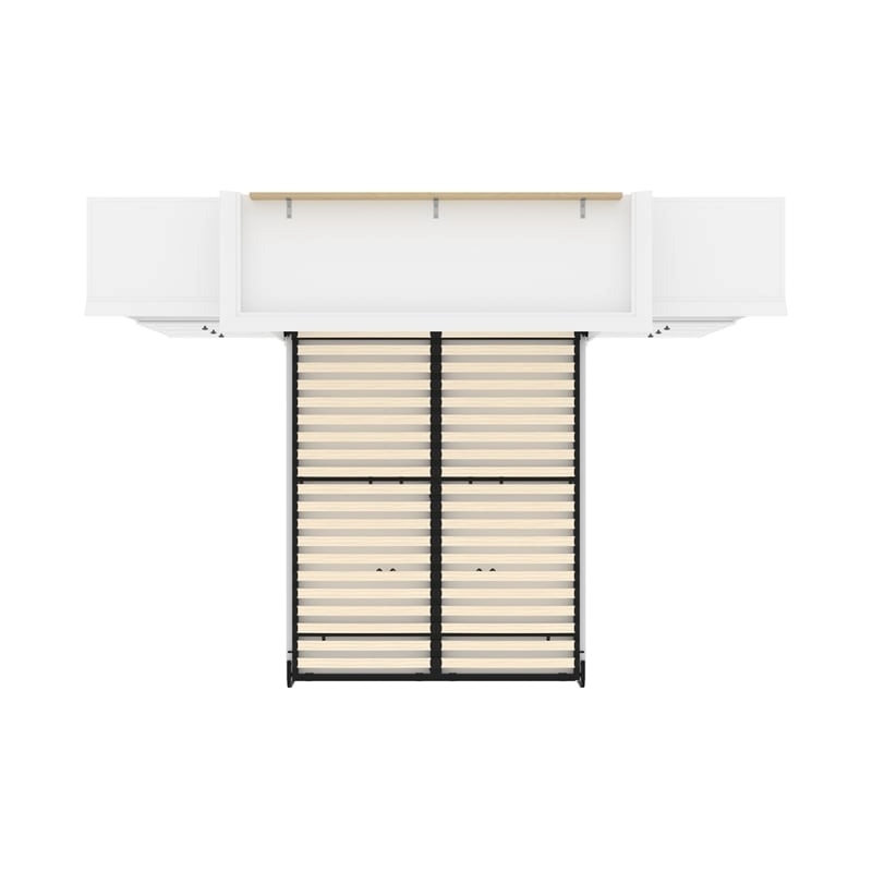 Atlin Designs Wood Queen Murphy Bed and 2 Organizers with Drawers in White