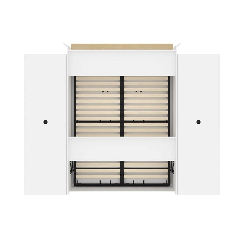 Atlin Designs Wood Queen Murphy Bed and 2 Organizers with Drawers in White