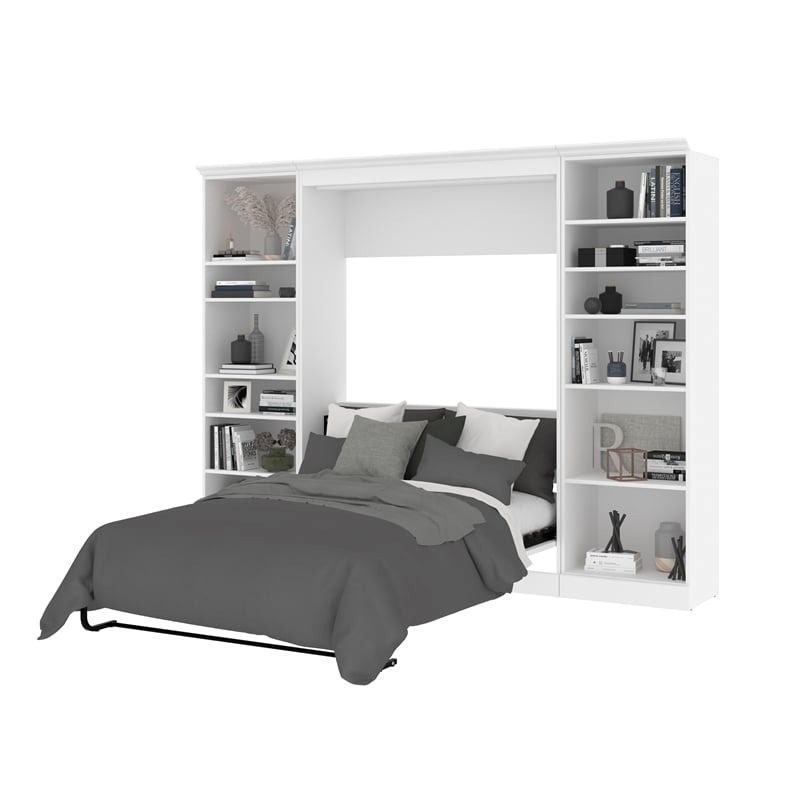 Atlin Designs Contemporary Wood Full Murphy Bed & 2 Closet Organizers in White