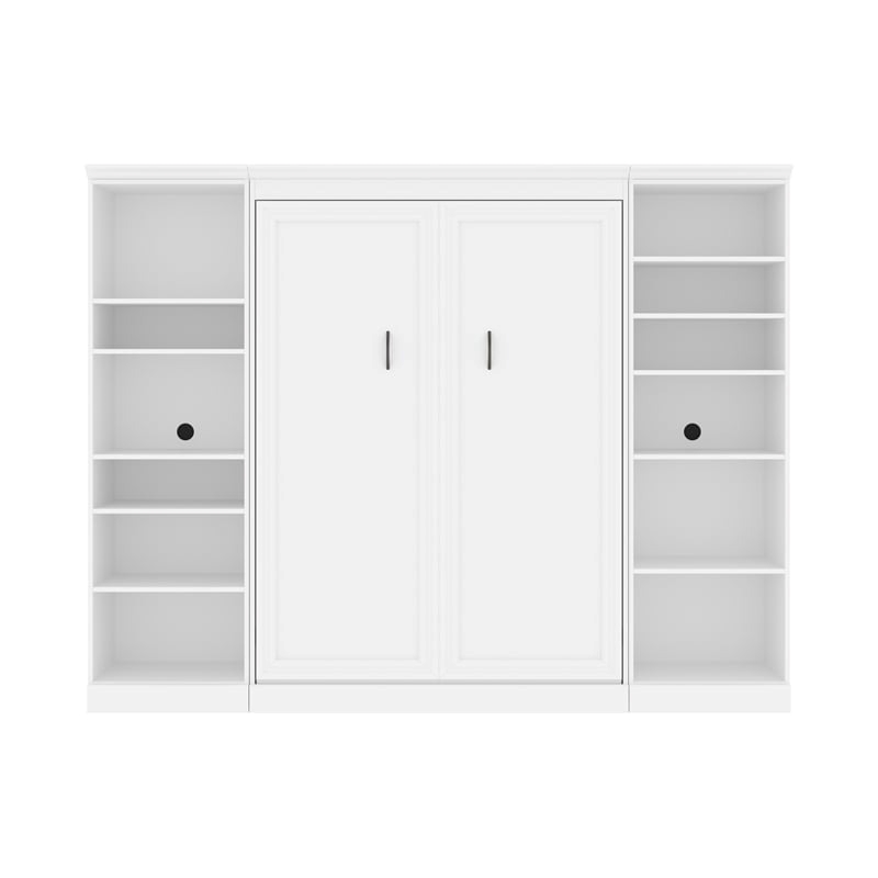 Atlin Designs Contemporary Wood Full Murphy Bed & 2 Closet Organizers in White