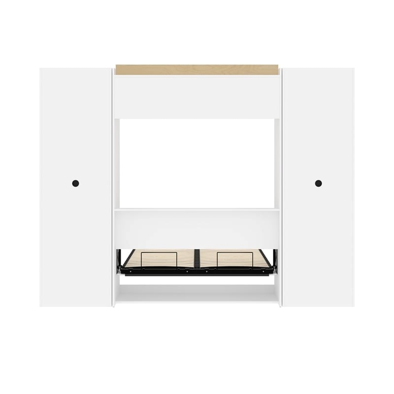 Atlin Designs Wood Full Murphy Bed and 2 Organizers with Drawers in White