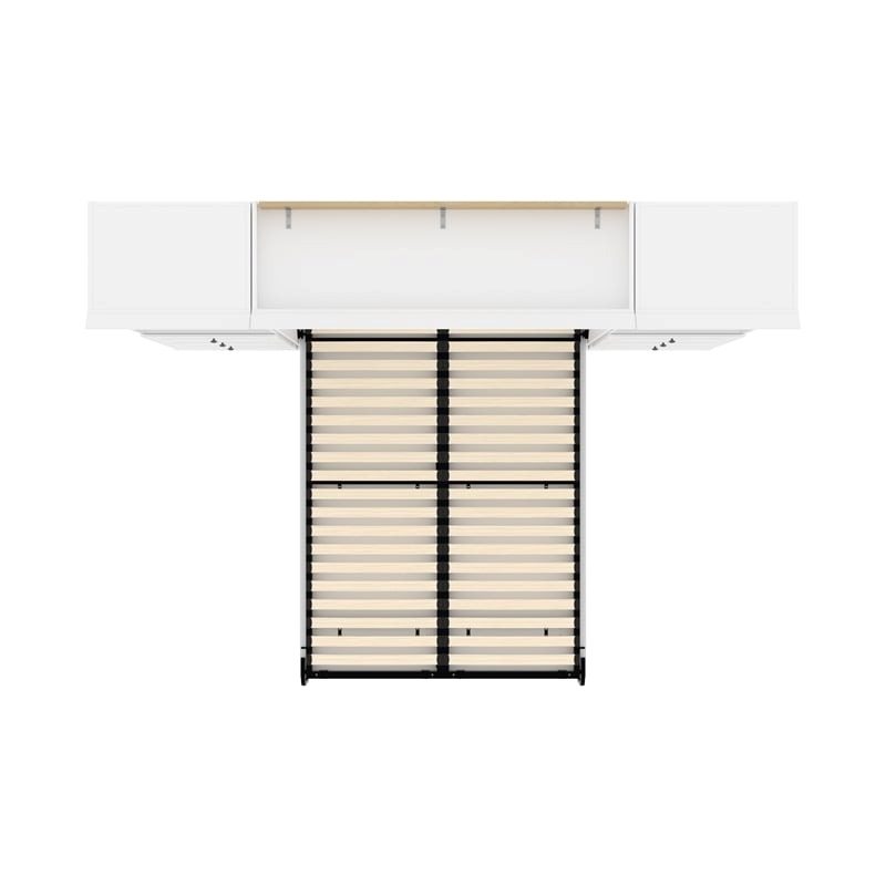 Atlin Designs Wood Full Murphy Bed and 2 Organizers with Drawers in White