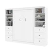 Atlin Designs Wood Full Murphy Bed and 2 Organizers with Drawers in White