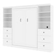 Atlin Designs Wood Full Murphy Bed and 2 Organizers with Drawers in White