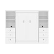 Atlin Designs Wood Full Murphy Bed and 2 Organizers with Drawers in White