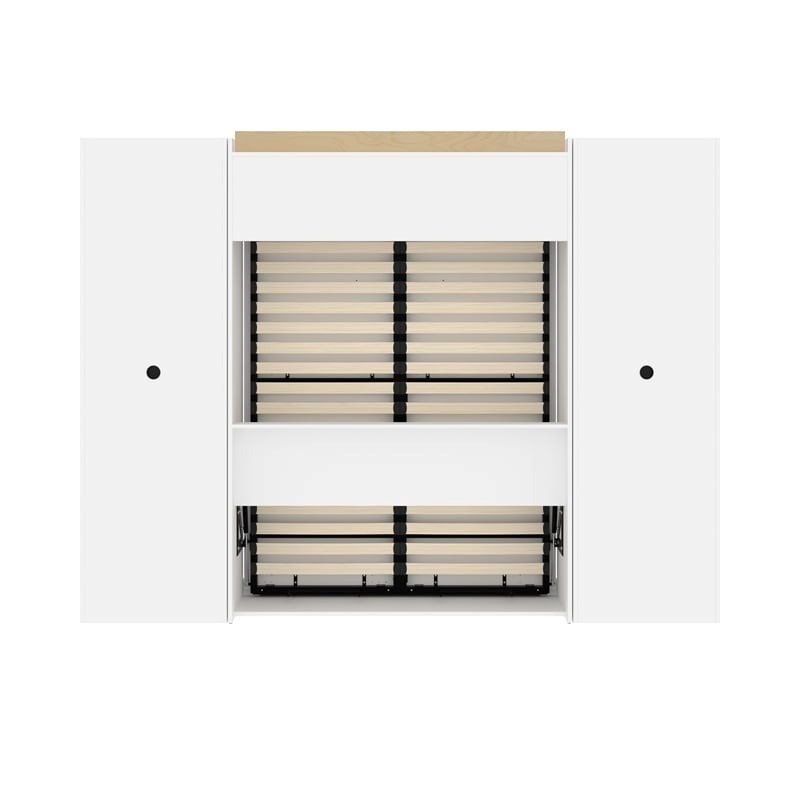 Atlin Designs Wood Full Murphy Bed and 2 Organizers with Drawers in White