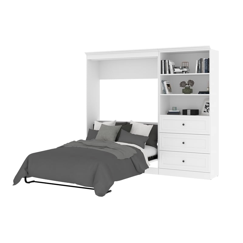 Atlin Designs Contemporary Wood Full Murphy Bed & Organizer w/ Drawers in White