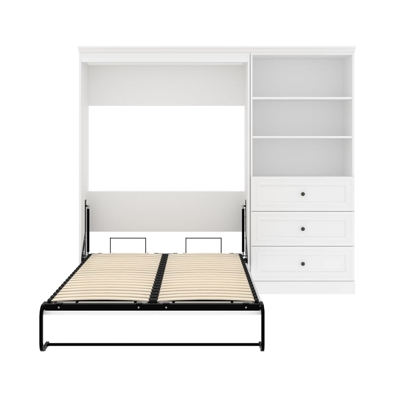 Atlin Designs Contemporary Wood Full Murphy Bed & Organizer w/ Drawers in White