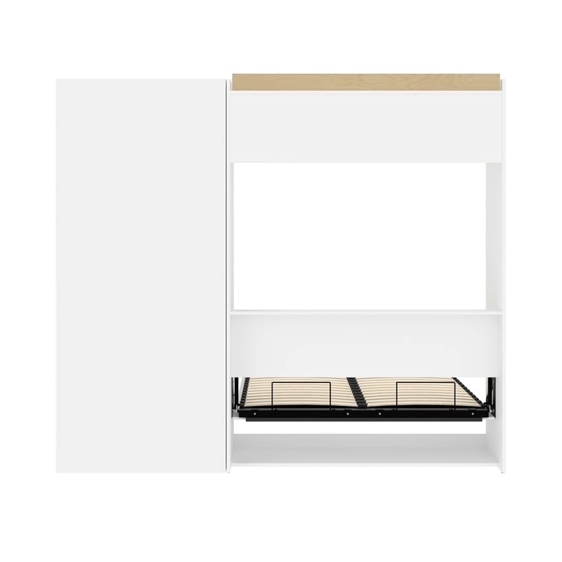 Atlin Designs Contemporary Wood Full Murphy Bed & Organizer w/ Drawers in White