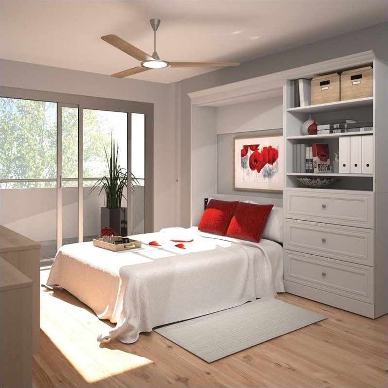 Atlin Designs Contemporary Wood Full Murphy Bed & Organizer w/ Drawers in White