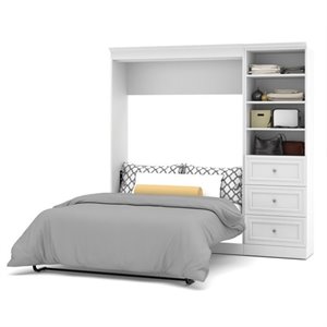 Atlin Designs 84&quot Wood Full Murphy Bed and Organizer with Drawers in White