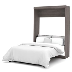 Atlin Designs 59&quot Transitional Engineered Wood Full Wall Bed in Bark Gray