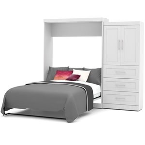 Atlin Designs 100&quot Queen Wall Bed with Storage in White