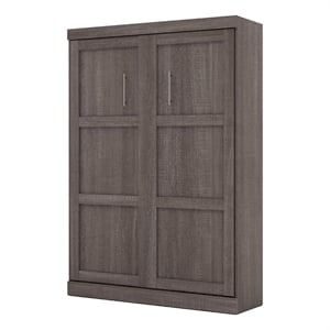Atlin Designs 90&quot Transitional Wood Queen Wall Bed in Bark Gray
