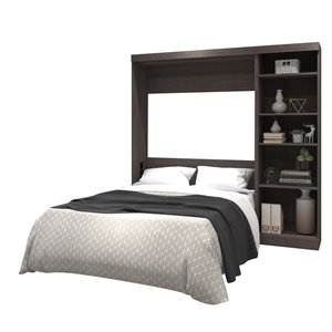 Atlin Designs 84&quot Full Wall Bed with Storage in Bark Gray
