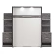 Atlin Designs Wood Full Murphy Bed with Nightstand in Bark Gray/White