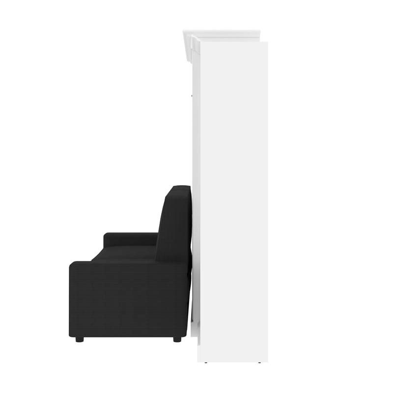 Atlin Designs Wood Full Murphy Bed with Nightstand in Bark Gray/White