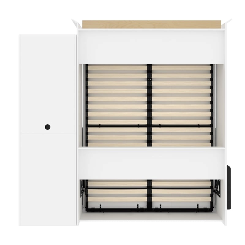 Atlin Designs Wood Full Murphy Bed with Nightstand in Bark Gray/White