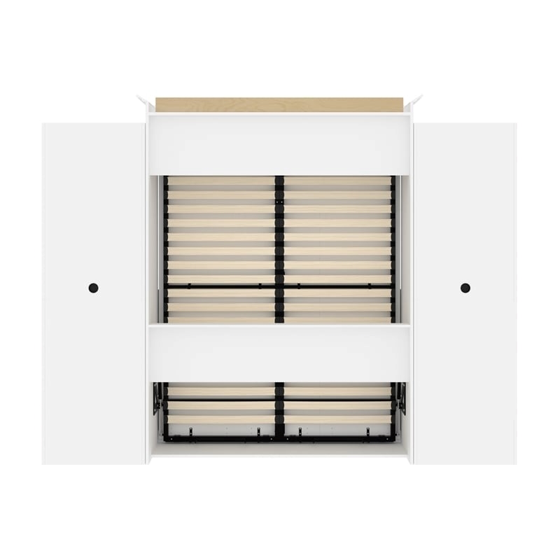 Atlin Designs Wood Full Murphy Bed with Closet Organizer in Bark Gray/White