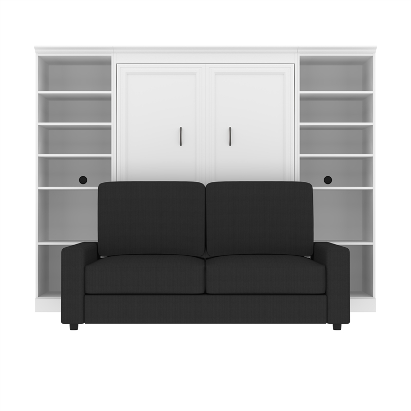 Atlin Designs Wood Full Murphy Bed with Closet Organizers in Bark Gray/White