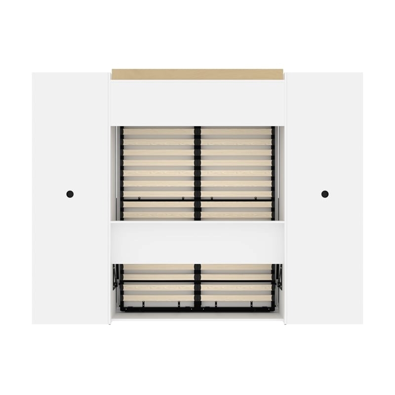 Atlin Designs Wood Full Murphy Bed with Closet Organizers in Bark Gray/White