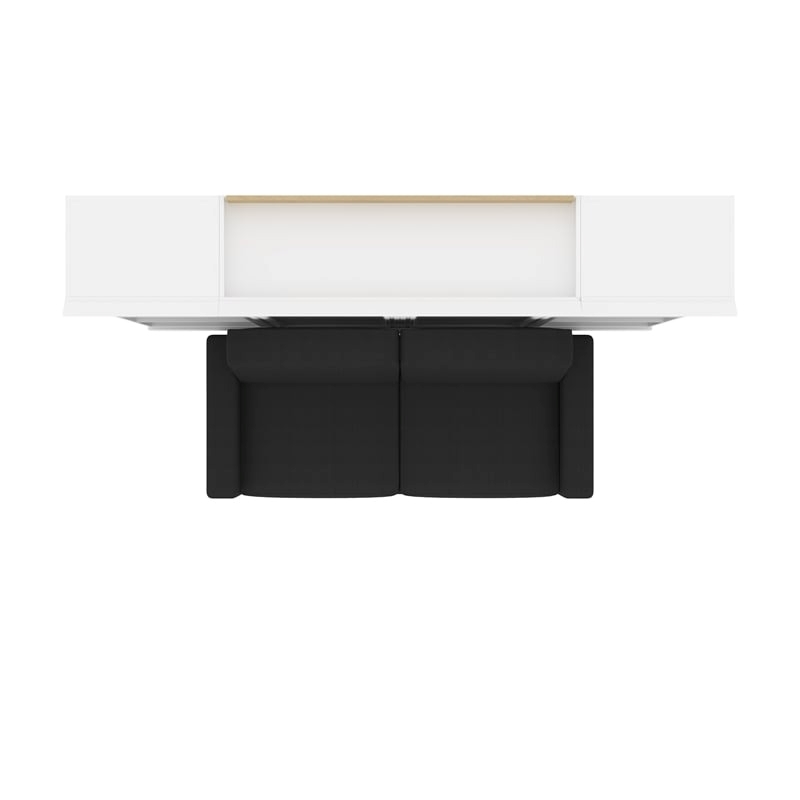 Atlin Designs Wood Full Murphy Bed with Closet Organizers in Bark Gray/White