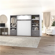 Atlin Designs Wood Full Murphy Bed & Organizers w/ Drawers in Bark Gray/White