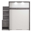 Atlin Designs Transitional Wood Full Murphy Bed w/ Nightstand in Bark Gray/White
