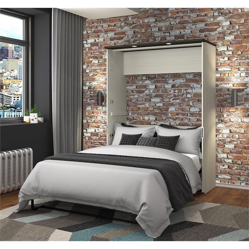 Atlin Designs Full Desk Wall Bed in White Chocolate