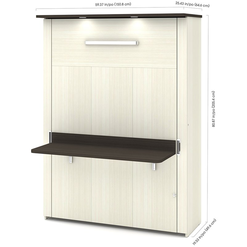 Atlin Designs Full Desk Wall Bed in White Chocolate
