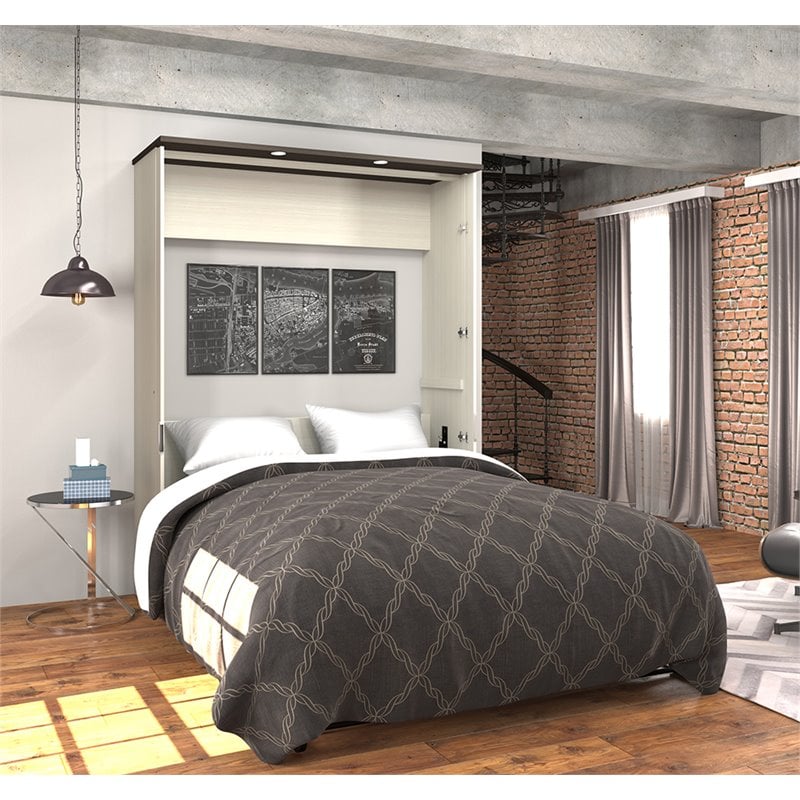 Atlin Designs Queen Desk Wall Bed in White Chocolate