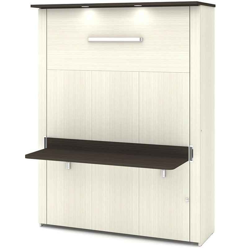 Atlin Designs Queen Desk Wall Bed in White Chocolate