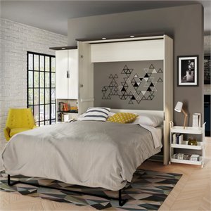 Atlin Designs 2 Piece Queen Storage Wall Bed  Set in White Chocolate