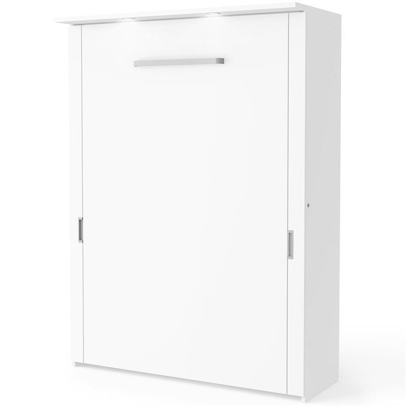Atlin Designs 2 Piece Full Storage Wall Bed Set in White