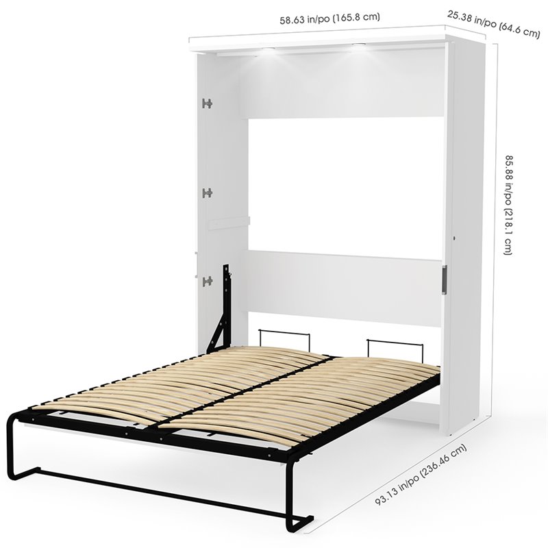 Atlin Designs 2 Piece Full Storage Wall Bed Set in White