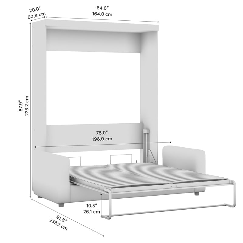 Atlin Designs 2-Piece Modern Wood Queen Murphy Bed Set in Gray/White