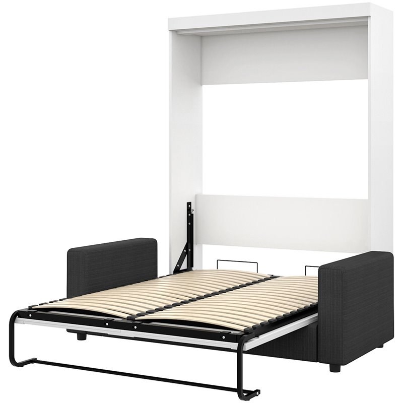 Atlin Designs 2 Piece Full Wall Bed Set in White and Gray