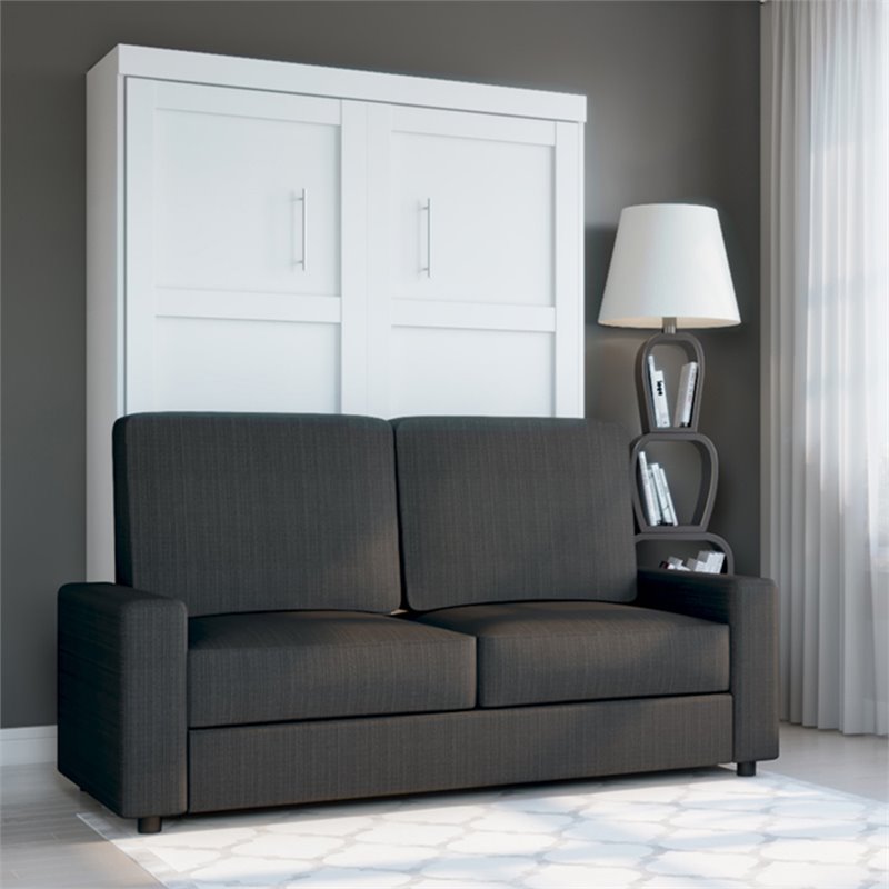 Atlin Designs 2 Piece Full Wall Bed Set in White and Gray