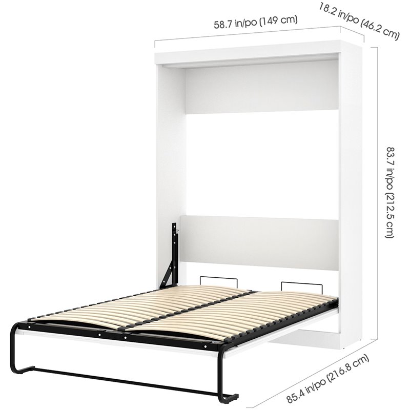 Atlin Designs 2 Piece Full Wall Bed Set in White and Gray