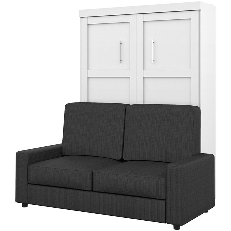 Atlin Designs 2 Piece Full Wall Bed Set in White and Gray